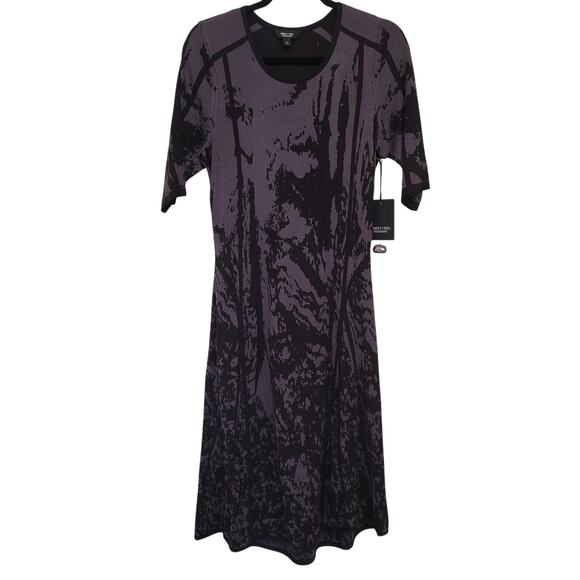 Simply Vera Vera Wang Black-Gray Abstract Knit Dress NWT Elbow-Sleeve L - Picture 1 of 9